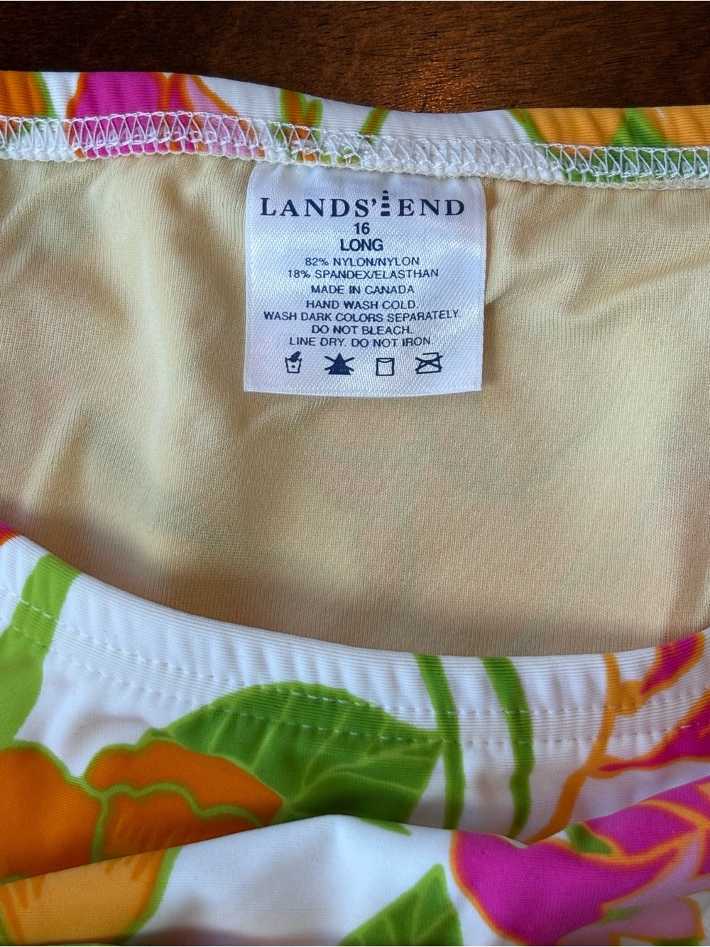 NEW! Lands’ End Tankini Swimsuit Set Floral White Orange Pink Size 16 Long - Picture 9 of 12